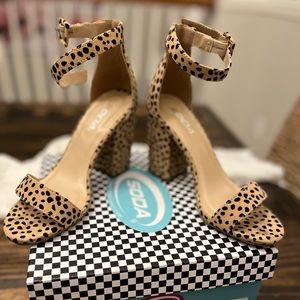 Soda Leopard block heels